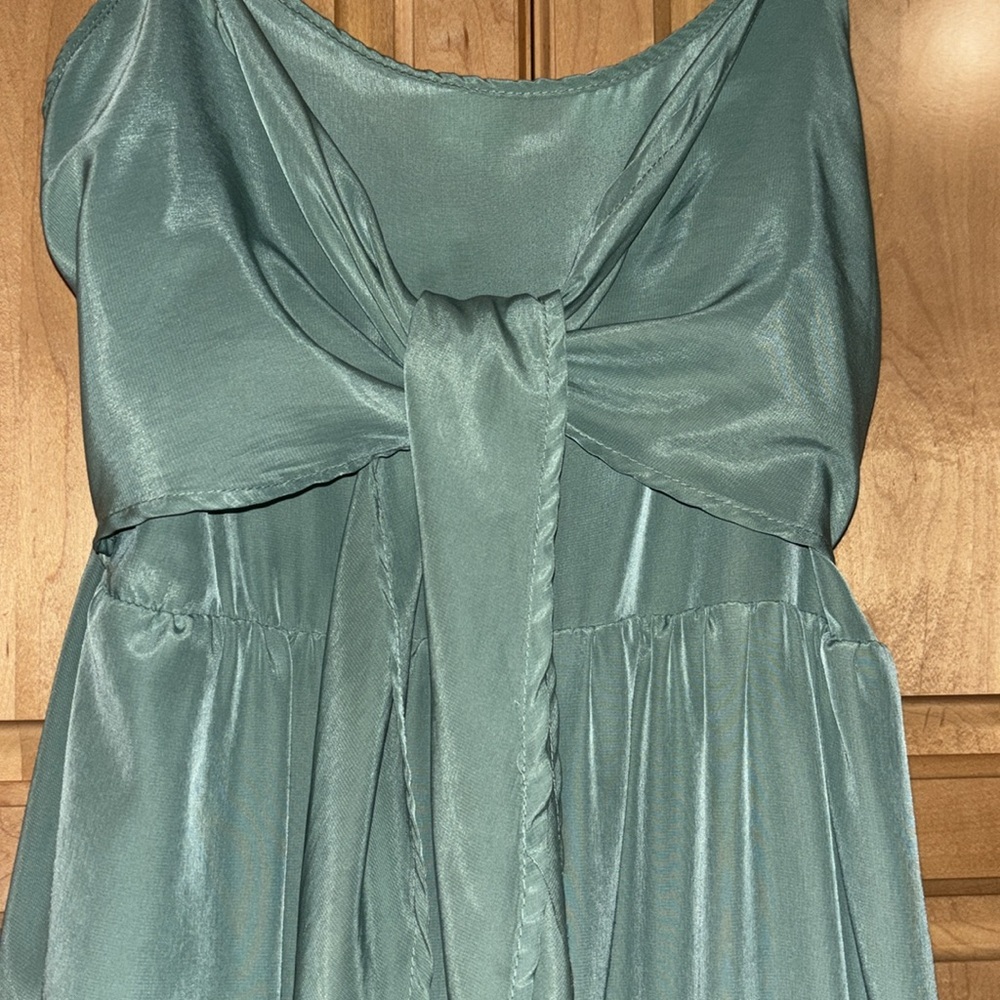 Fables agate green color women’s medium spaghetti strap Thai front long dress - Picture 3 of 12